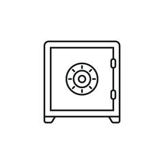 Metal bank safe icon in flat style. Money vault vector illustration on isolated background. Storage sign business concept.