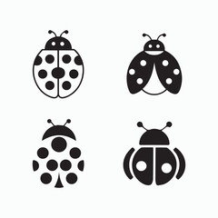 Obraz premium Ladybug or ladybird silhouette icons set vector illustration.