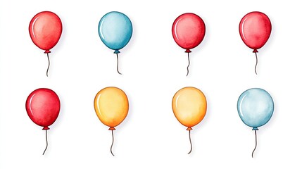 Obraz premium Colorful watercolor balloons arranged in a grid, perfect for celebrations and events