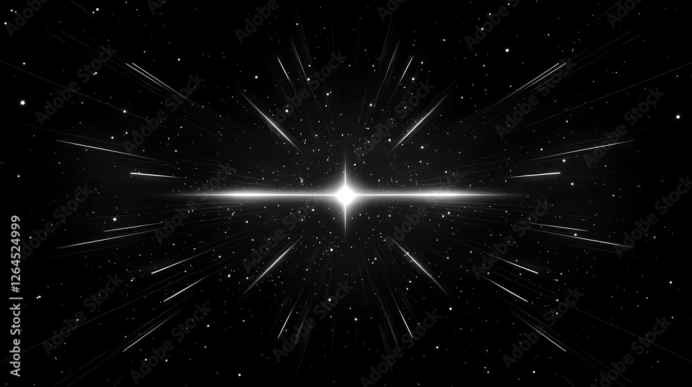 Poster hyperspace jump trajectory visualization with starfield background celestial speed rendering 3d