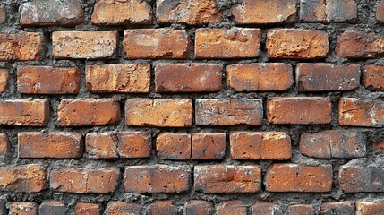 Obraz premium Close-up of a weathered brick wall showcasing a rustic texture and earthy tones