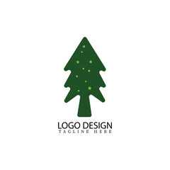 Festive green pine tree with twinkling stars, perfect for holiday branding