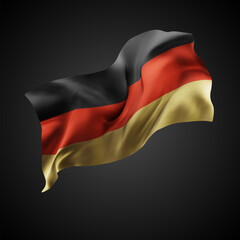 Germany, vector 3d flag with waves on a black background