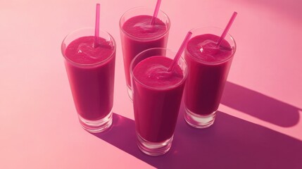 Beetroot Smoothie. Healthy and Fresh Drink with Vitamins in Glasses