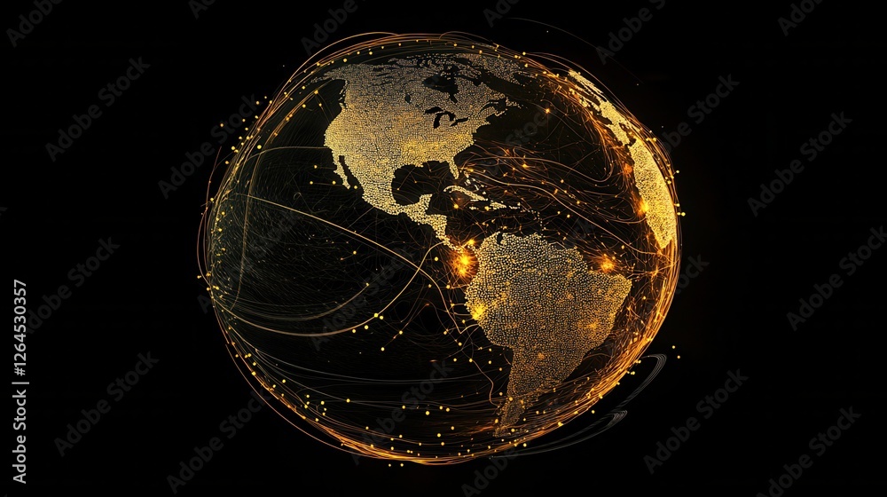 Poster abstract global network concept with planet earth and connecting lines and dots, a technology backgr