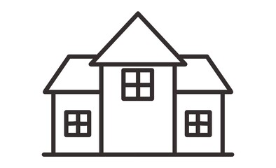 シンプルなアパートのアイコン 住宅と建物のラインアートイラスト