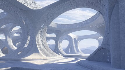 Futuristic Carbon Fiber Dome Nestled in Craterlike Depression - Ultra-Detailed Space-Age Architecture Shot