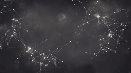 Fototapeta premium Luminous Network Constellations on Dark Space Backdrop with Star Clusters and Connecting Lines