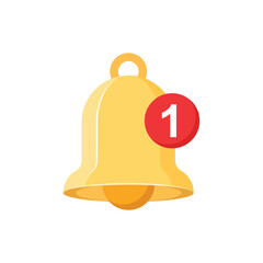 Notification bell icon in flat style. Incoming inbox message vector illustration on isolated background. Ringing bell sign business concept.