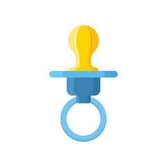 Baby pacifier icon in flat style. Nipple for newborn child vector illustration on isolated background. Soother sign business concept.