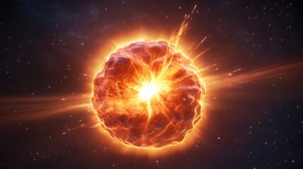 Obraz premium Explosive stellar event outer space digital art cosmic environment frontal viewpoint celestial concept