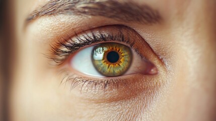 Obraz premium Eyebrow fashion thick enhancement concept. Mesmerizing Close up of Vibrant Multicolored Eye with Captivating Eyebrow Detail