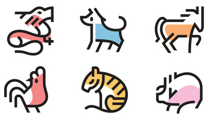 Chinese culture signs and symbols vector icon set