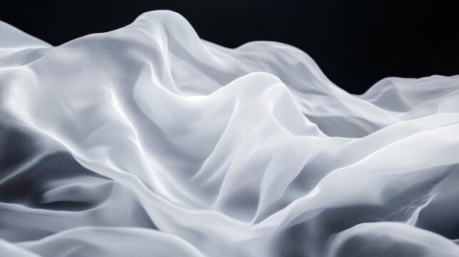 White fog in swirling layers over black background.