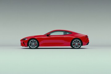 Obraz premium Sleek red sports car profile showcased against minimalist backdr