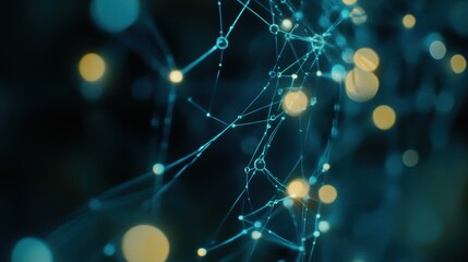 Abstract network connection with glowing dots and lines in blue