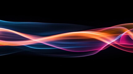 Colorful abstract light wave design for backgrounds, wallpapers, and digital art projects in vibrant hues of blue, pink, and orange on black.