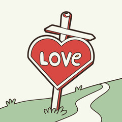 Obraz premium Heart shape signpost with the text Love.