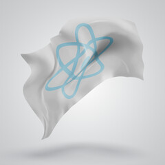 atom, vector 3d flag with waves on a white background