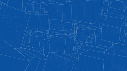Wireframe Boxes. Sketch style