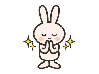 お祈りをするかわいいうさぎさんのイラスト