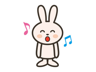 楽しそうに歌うかわいいうさぎさんのイラスト