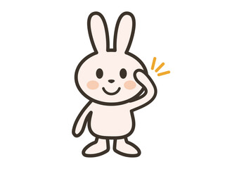 了解ポーズをするかわいいうさぎさんのイラスト