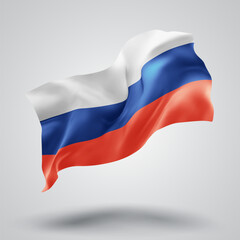 Russia, vector 3d flag with waves on a white background