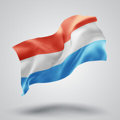 Luxembourg, vector 3d flag with waves on a white background