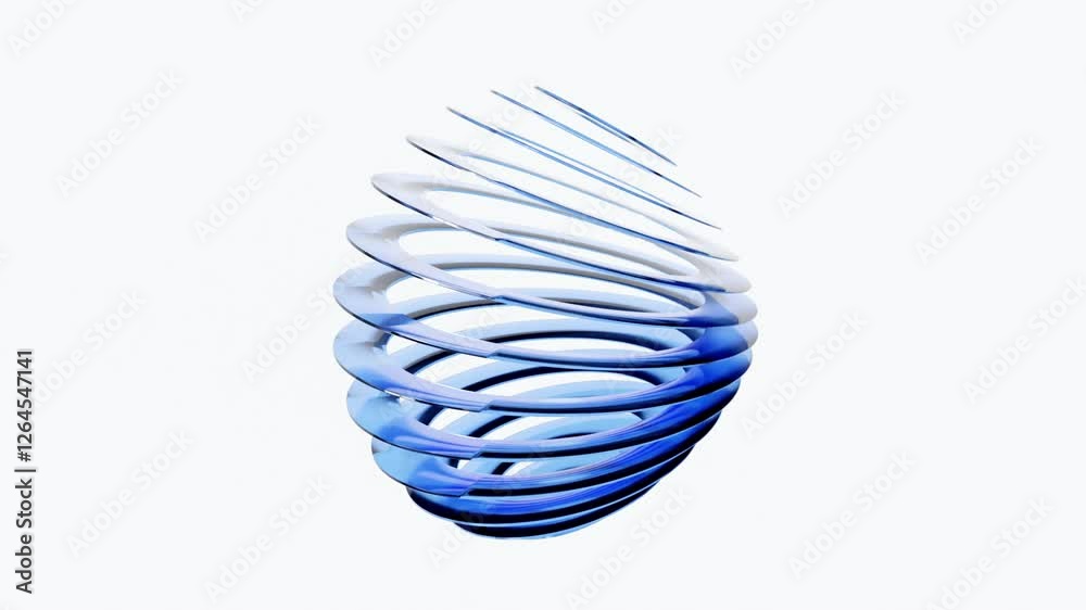 Aufkleber 3d rendering of abstract transparent geometry glass with blue color, Looping animation