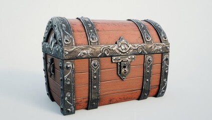 Ornate Wooden Treasure Chest Isolated