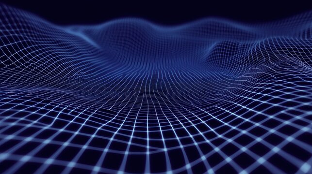 Blue virtual technology background with lines and grids