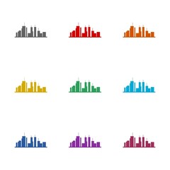 Obraz premium City skyline icon isolated on white background. Set icons colorful