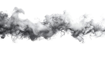 Ephemeral Swirls: A captivating cloud of dark smoke meanders horizontally, creating a dynamic and abstract display of swirling patterns and textures.