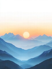 Obraz premium Serene sunrise over misty mountains showcasing vibrant colors of dawn. Generative AI