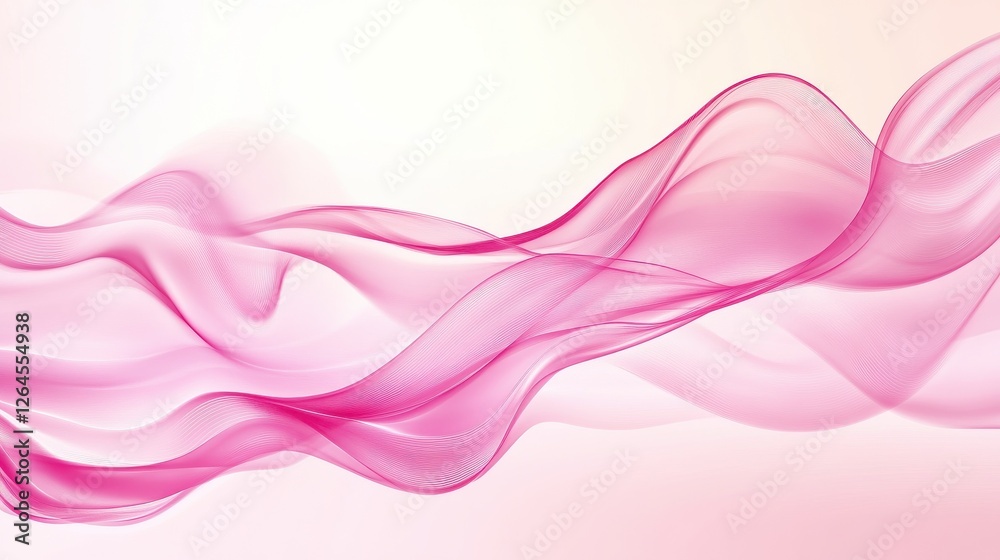 Wall mural Abstract pink waves with flowing energy lines