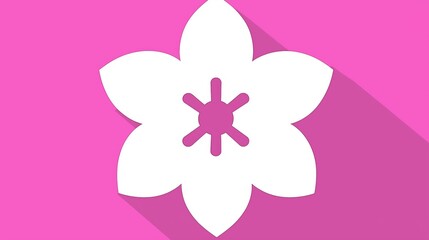 Fototapeta premium Elegant White Flower Silhouette on Vibrant Pink Background with Modern Minimalist Style