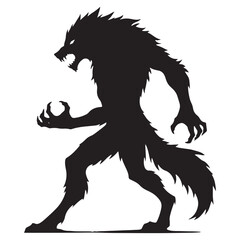 Classic Werewolf silhouette capturing the essence of werewolf folklore - Werewolf illustration - Werewolf vector - mythical creature silhouette
