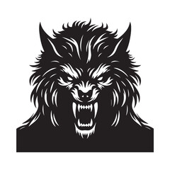 Mythical Werewolf silhouette featuring the transformation of beastly power - Werewolf illustration - Werewolf vector - mythical creature silhouette
