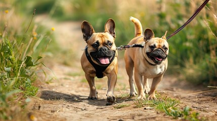 Obraz premium The dog is walking in the colorful fields
