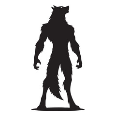 Dark fantasy Werewolf silhouette designed for mystery and mythological projects - Werewolf illustration - Werewolf vector - mythical creature silhouette

