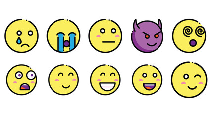 various abstract face 2d vector icon set