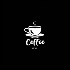 Elegant coffee cup logo design on black background