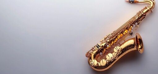 Obraz premium Golden Saxophone on a Light Grey Background