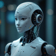 Fototapeta premium Maszyny humanoidalne. Roboty ludzkie. Sztuczna inteligencja.