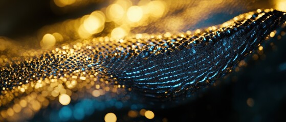 Luxury fabric with shimmering textures and golden highlights, perfect for fashion design, interior decor, and creative backgrounds.