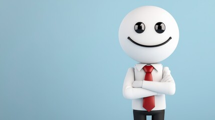 Fototapeta premium Happy business character standing against blue background