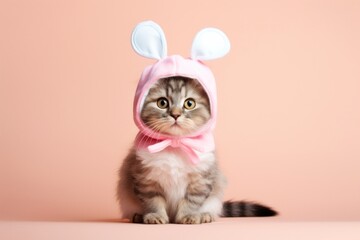 Cat wearing bunny costume portrait animal mammal.