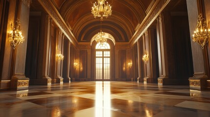Grand Palace Hall: Sunlit Elegance in Gilded Splendor