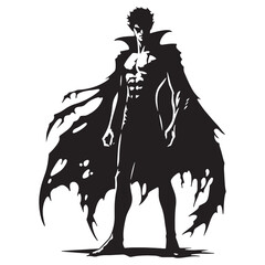 Night-dwelling Vampire silhouette crafted for fantasy and horror themes - Vampire illustration - Vampire vector - mythical creature silhouette
